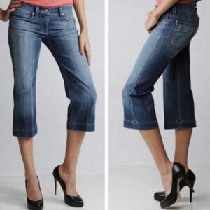 Seven For All Mankind Cropped Blue Denim Jeans in “Dojo” style
